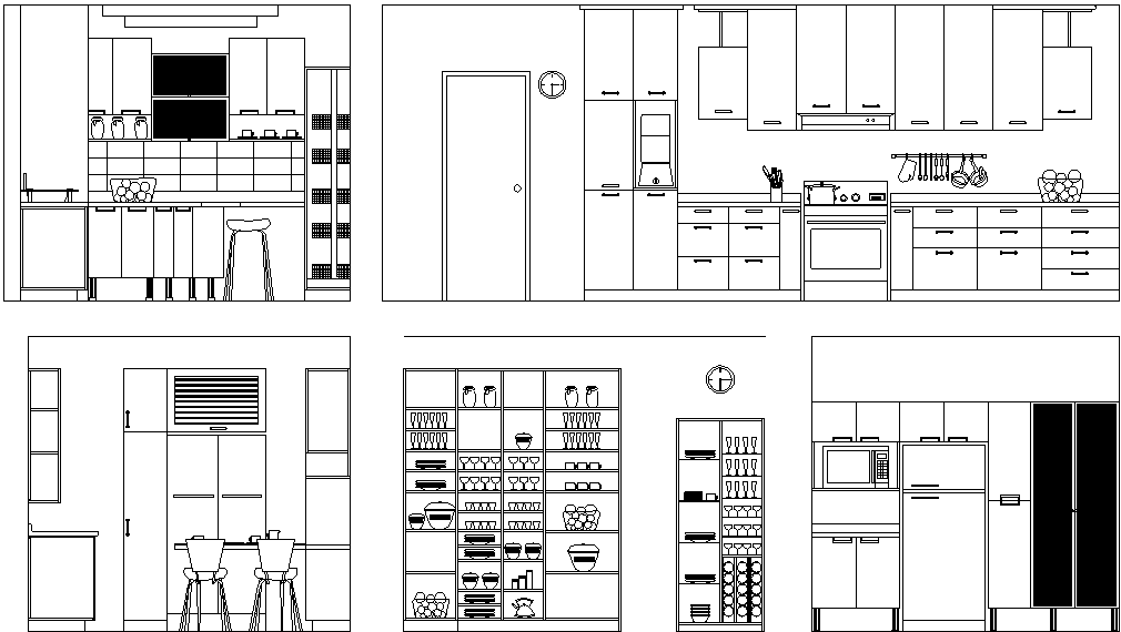 Sectional Detail And Elevation Of A Kitchen Dwg File Sat Apr 2018 09 30 31 