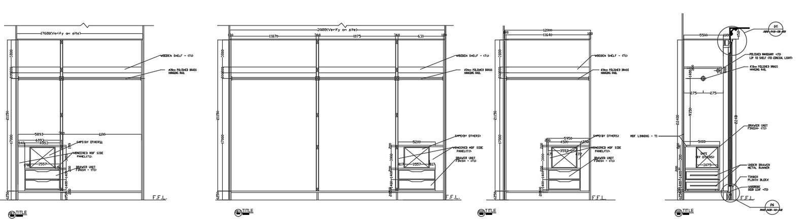 Sectional Elevation Of Wardrobe In Detail Autocad 2d Drawing Dwg File