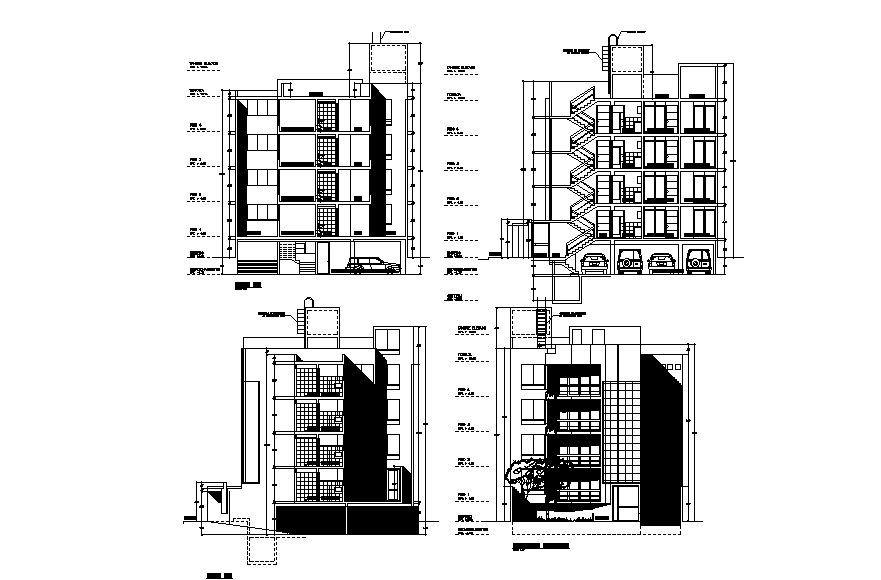 Section and elevation of 13x12m multifamily house plan is available in ...