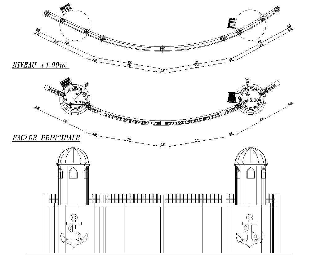 section-and-elevation-plan-of-boundary-wall-with-gatehouse-detail-in