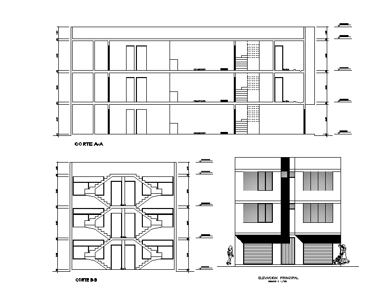 Section and elevation view of 9x20m home plans are given in this ...