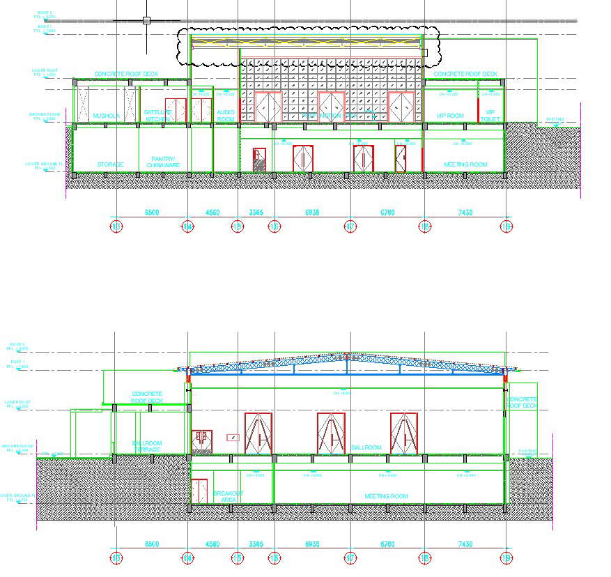 Section design of commercial building is given in AutoCAD 2D drawing ...