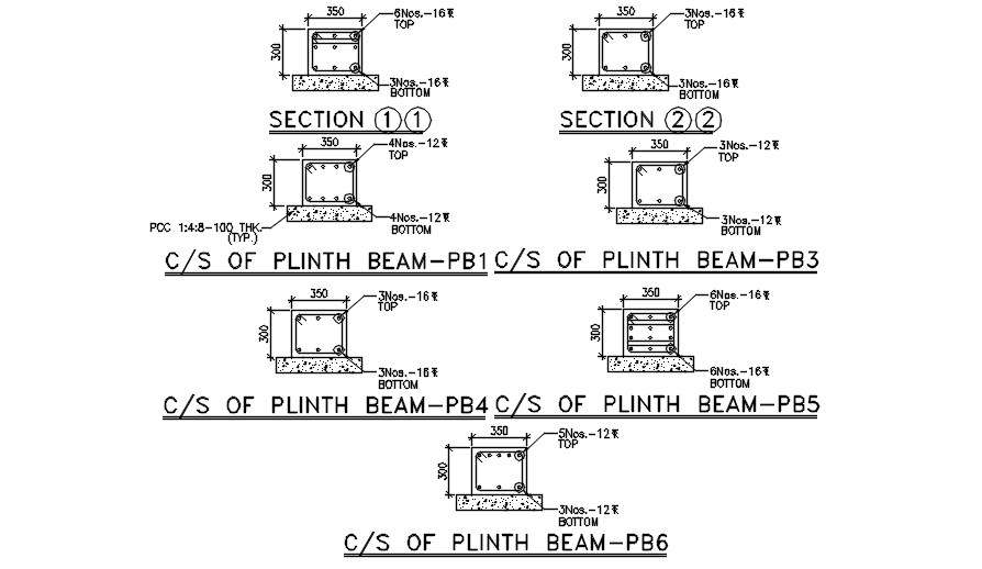 Section Detail Of Plinth Beam Download Autocad Dwg File Cadbull Cadbull