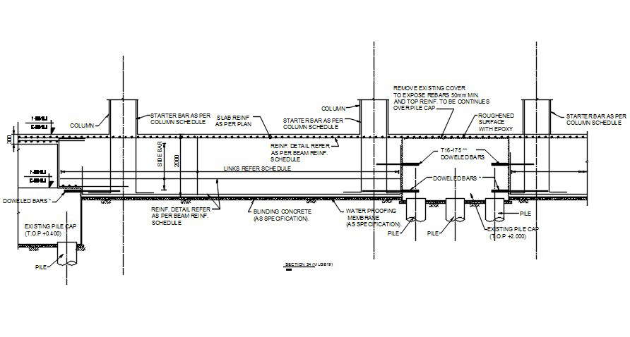 Section detail of Reinforcement drawing given in this autocad drawing ...