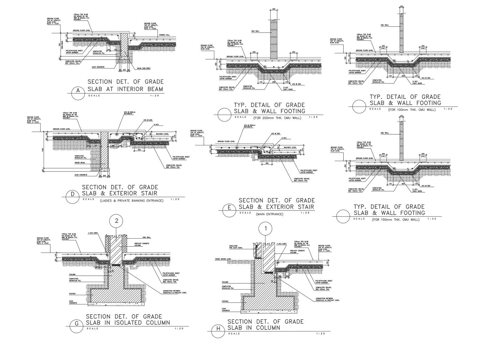 Section detail of grade slab at interior beam dwg autocad drawing ...