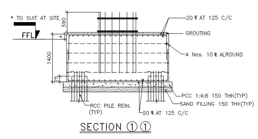 Section detail of reinforcement drawing. Download free cad drawing file ...