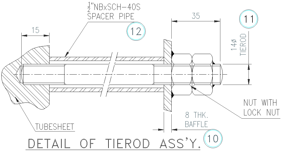 Section detail of tie rod assembly DWG AutoCAD drawing - Cadbull