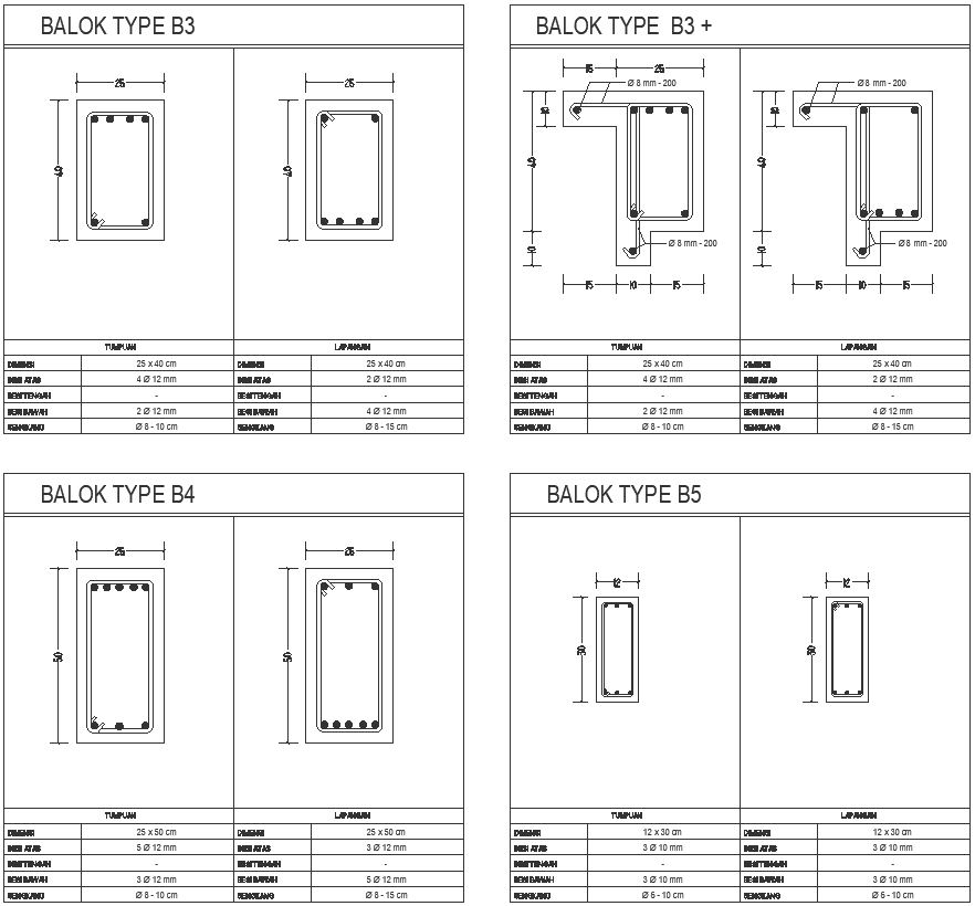 Section Details Of Different Types Of Beams And Columns Dwgautocad Drawing Cadbull