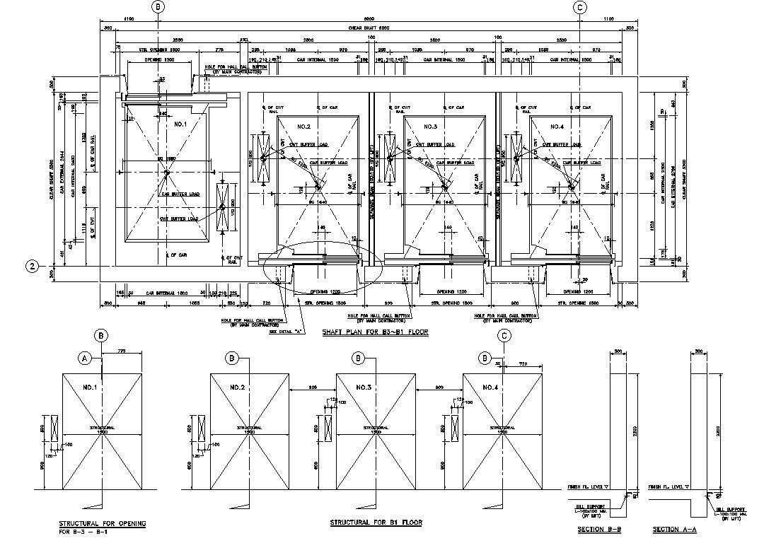 Section details of the Shaft plan and structural drawing are given in ...