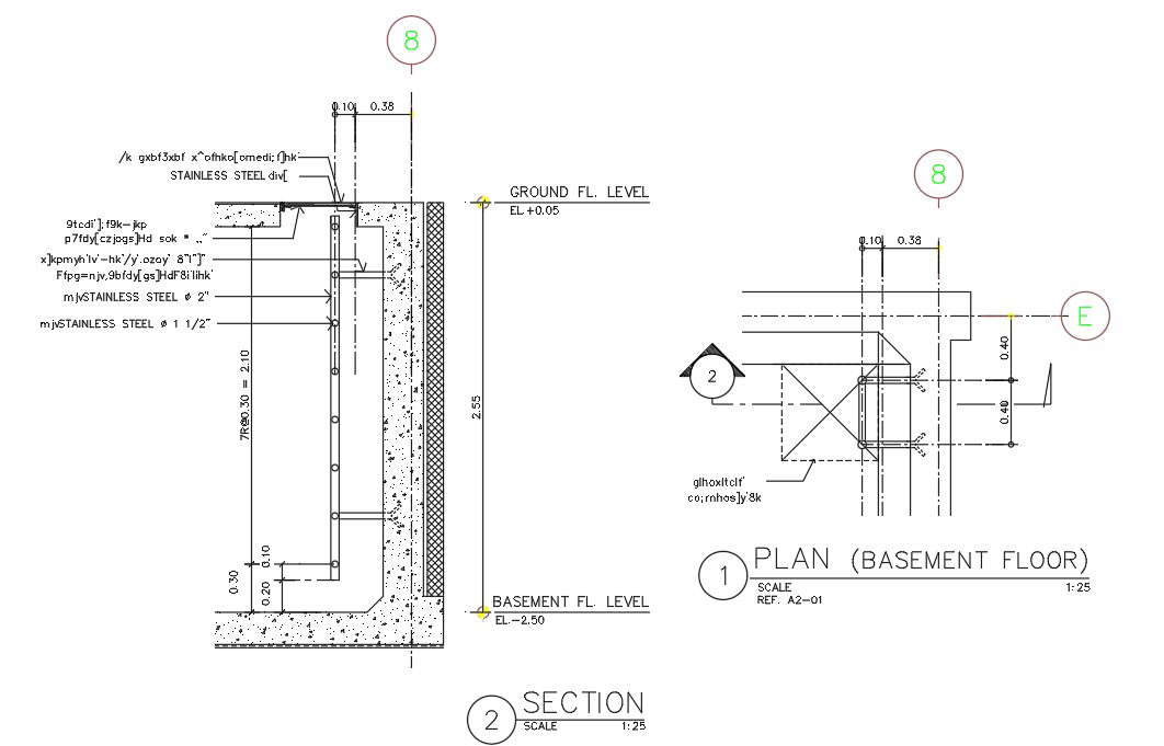 Section details of the basement floor to ground floor plate details is ...