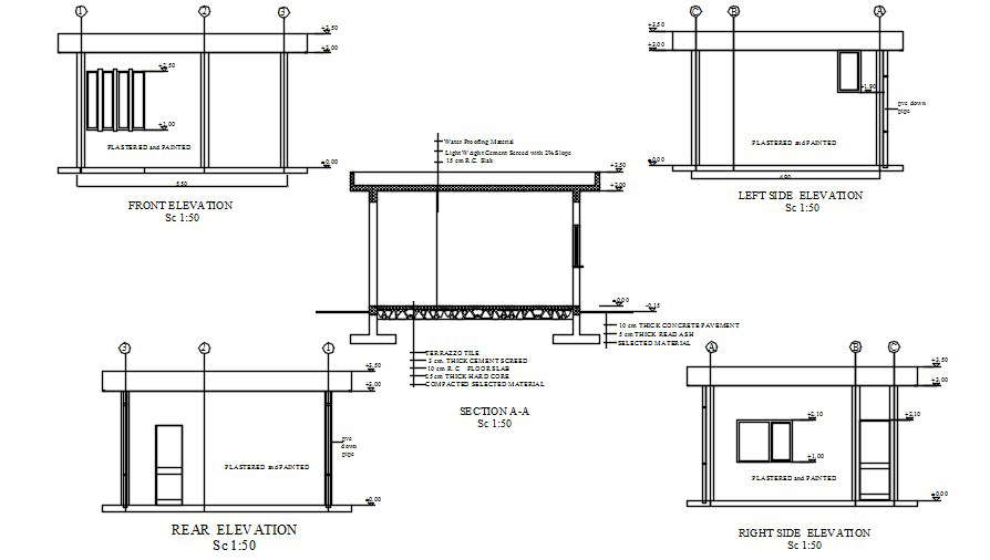 Section details of the residence project presented in this AutoCAD ...