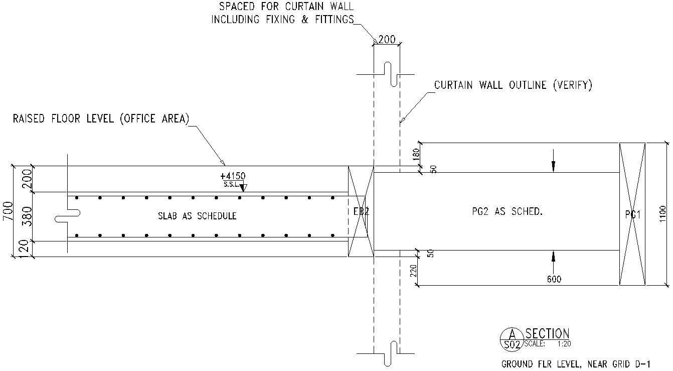 Section drawing of Curtain wall in AutoCAD, dwg files. - Cadbull