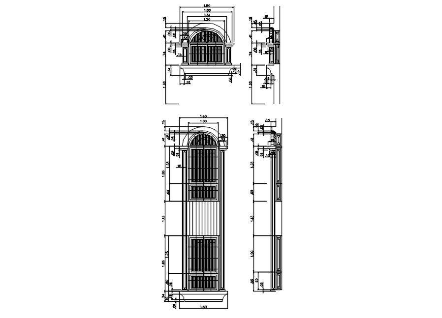 Section drawing of door and window in detail AutoCAD 2D design, dwg ...