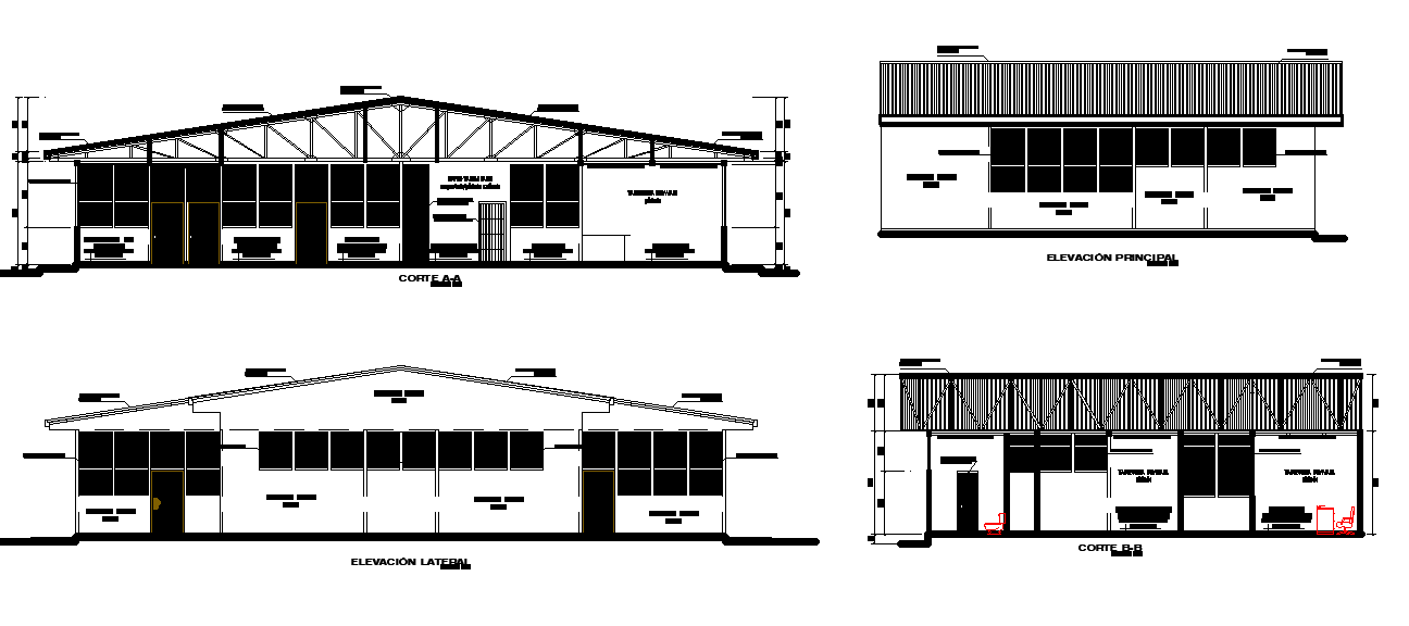 Section & elevation of the house building is given in this Autocad ...