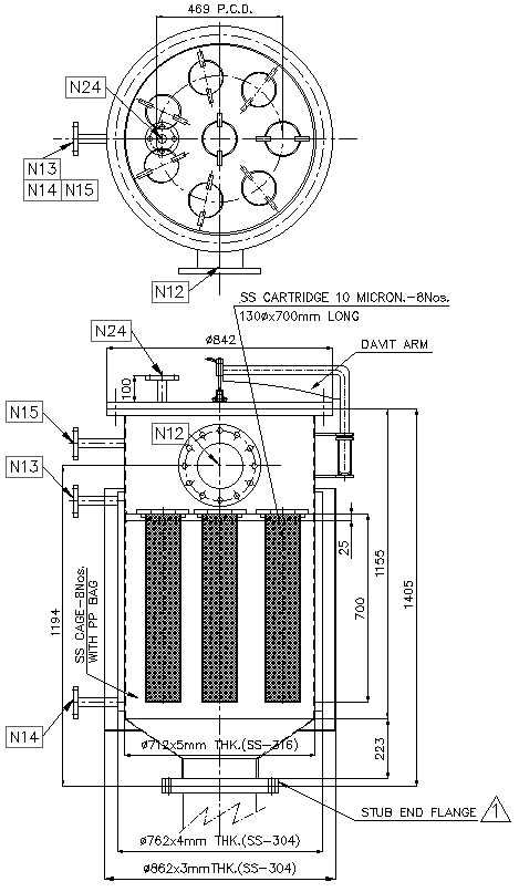 Section of Dust Catcher Of Vaccum Dryer Detail DWG AutoCAD file - Cadbull