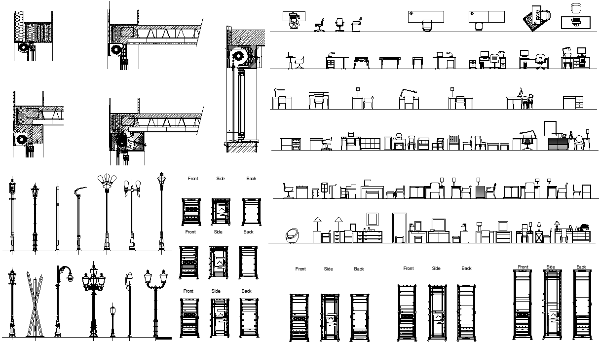 Section of Roller Shutters and Office Table Chair DWG AutoCAD file ...