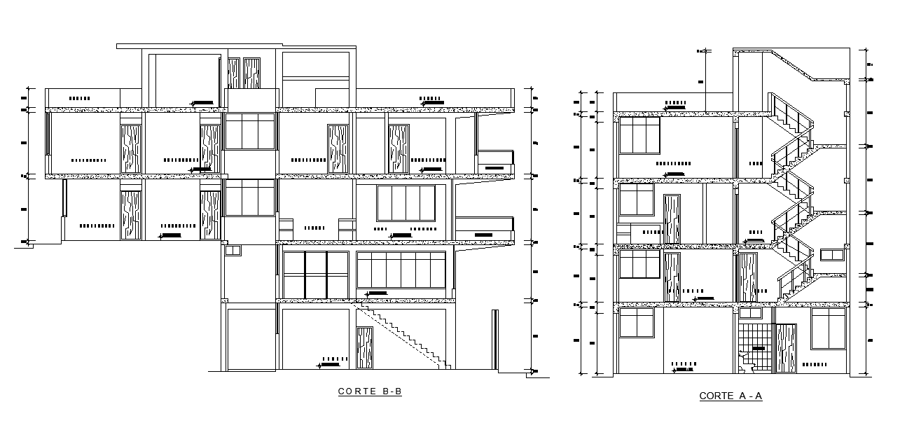 Section plan of house is given in this 2D Autocad DWG drawing file ...