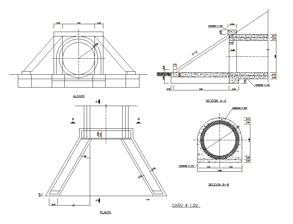 Section plan of the mechanical parts are given in this Autocad drawing ...