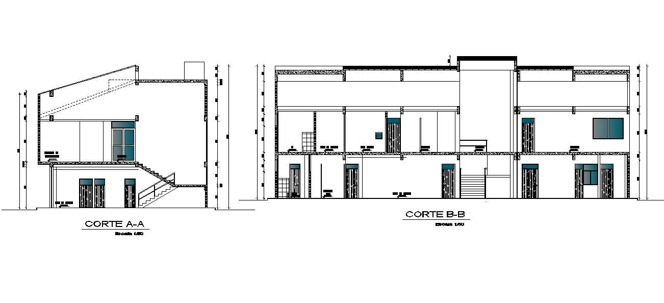 Section view of 26x12m hospital plan is given in this 2D Autocad DWG ...