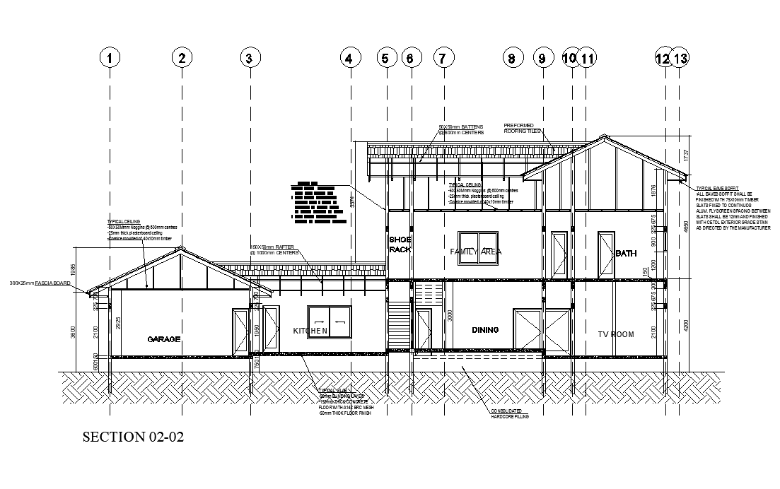 Section view of 26x23m house plan is given in this Autocad drawing file ...