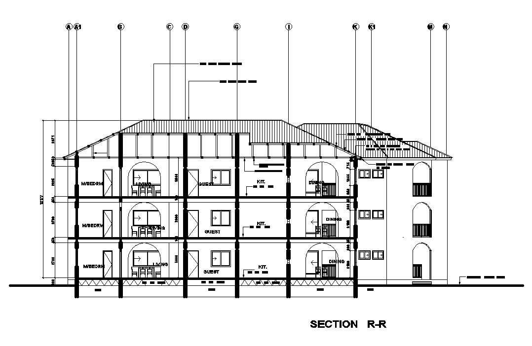 Section view of 30x14m house plan is given in this Autocad drawing file ...