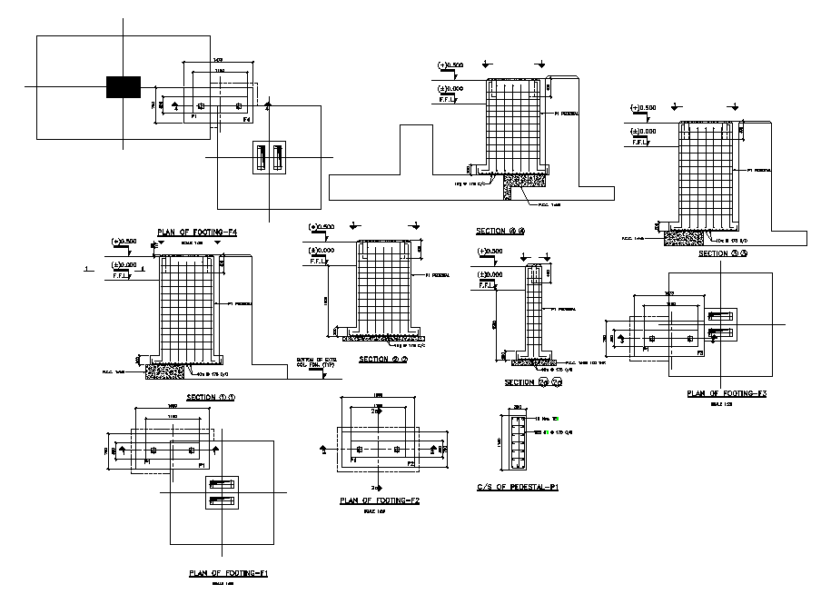 Section view of Centrifugal station pump & auxiliary foundation details ...