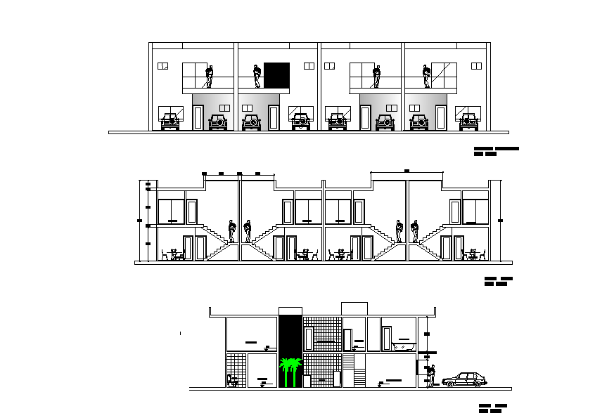 Section View Of Joint House Plan Of Individual House Plan Is Given In This Autocad Drawing File