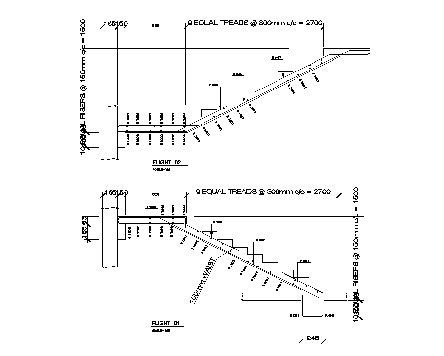 Section view of Staircase plan of 18x15m house plan is given in this ...