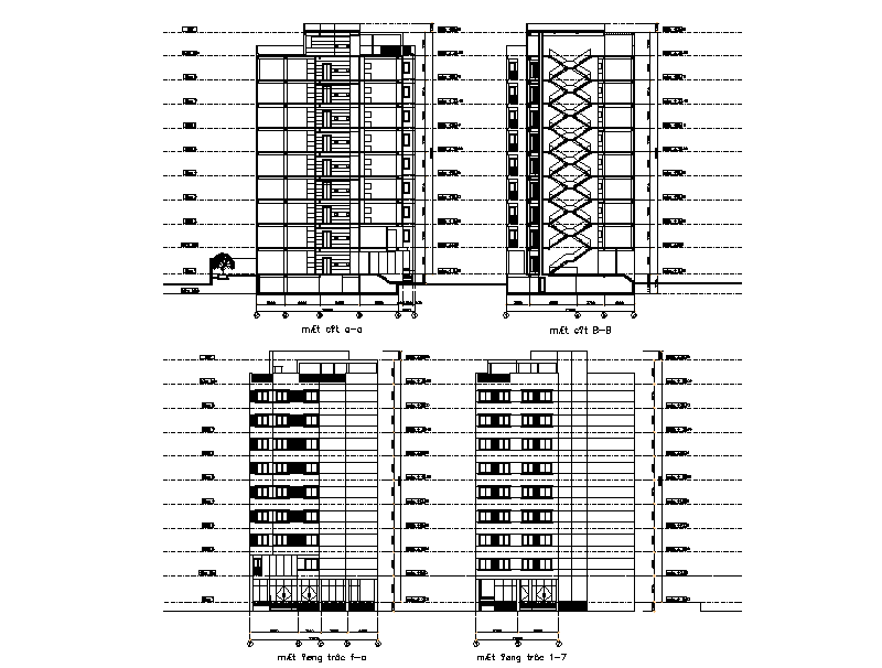 Section view of the 19x18m apartment building plan is given in this ...