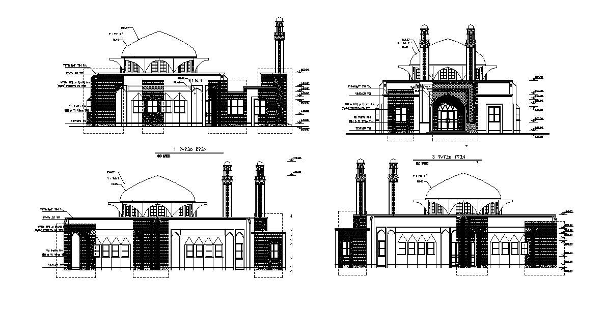 Section view of the Iranian mosque is given in this Autocad drawing ...