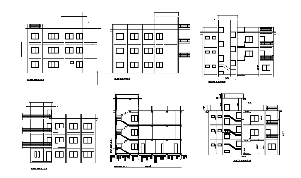 Section view of the hotel building defined in this AutoCAD drawing ...