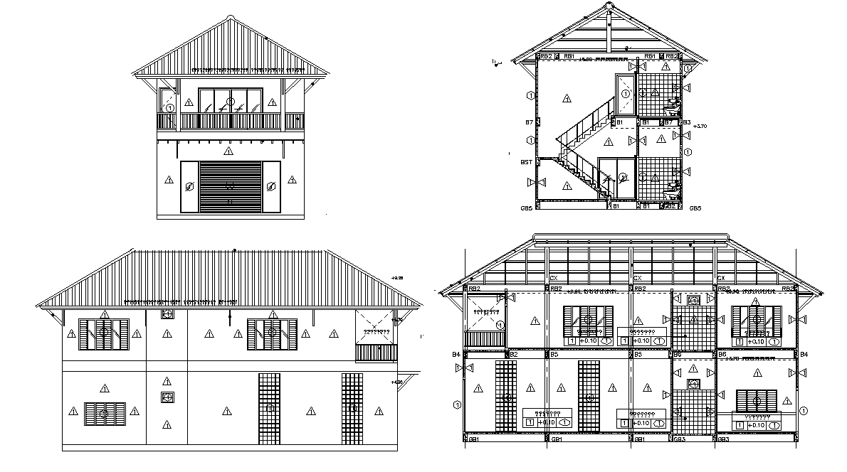 Section view of the house building is given in this Autocad drawing ...