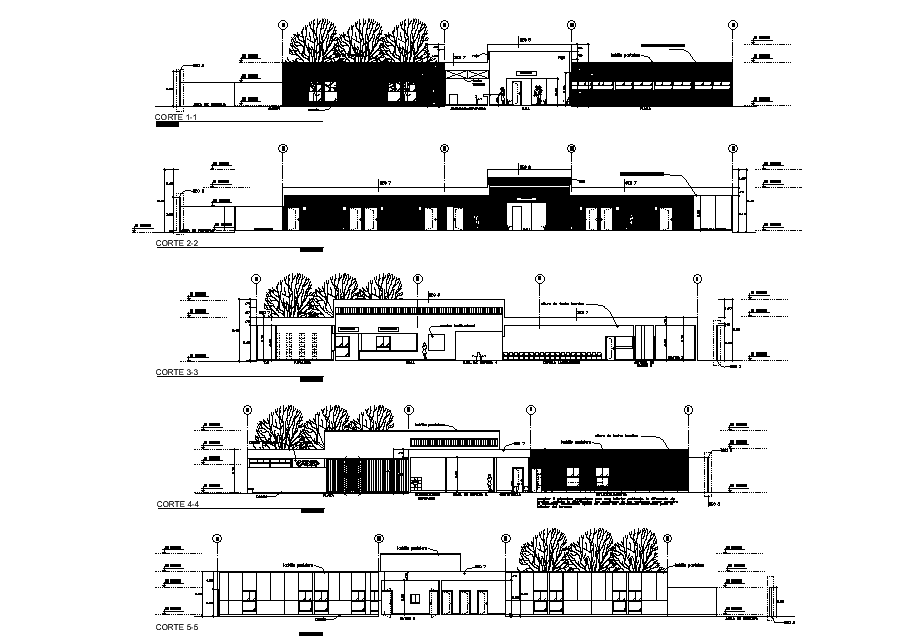 Section view of the polyclinic details are given in this 2D Autocad DWG ...