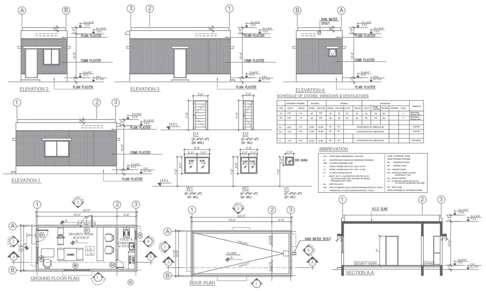 Security check post for forensic science laboratory section elevation ...