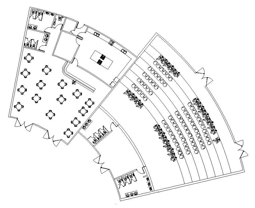 Semi Circular Building First floor Plan Is Given In This Cad File 