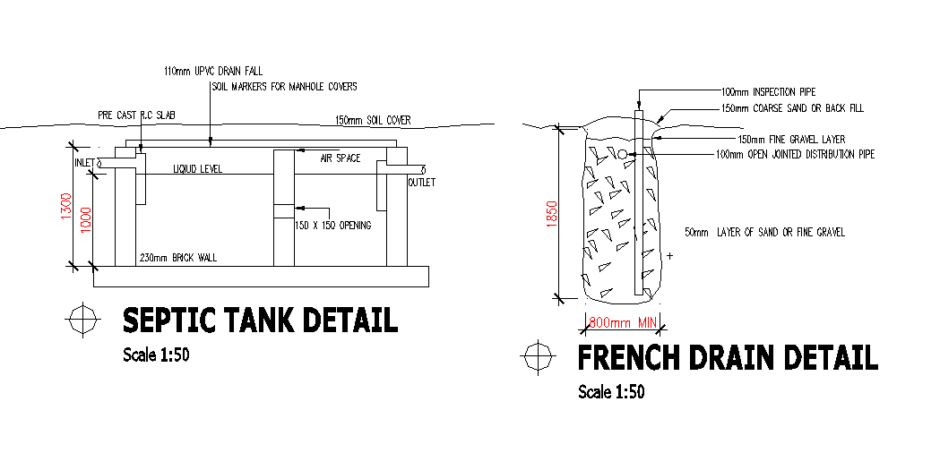 Septic Tank Structure Detail - Cadbull