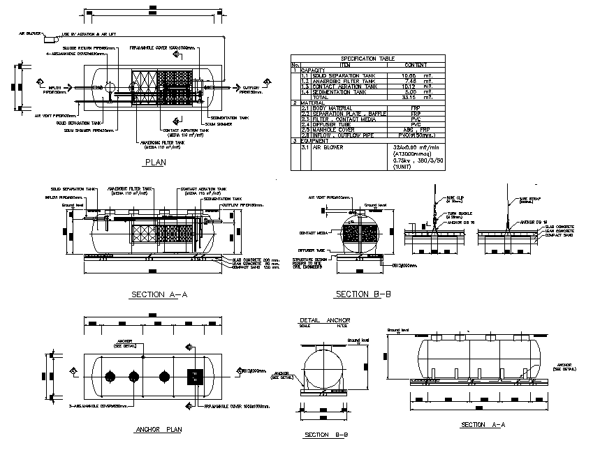 Septic tank plan detail dwg file. - Cadbull