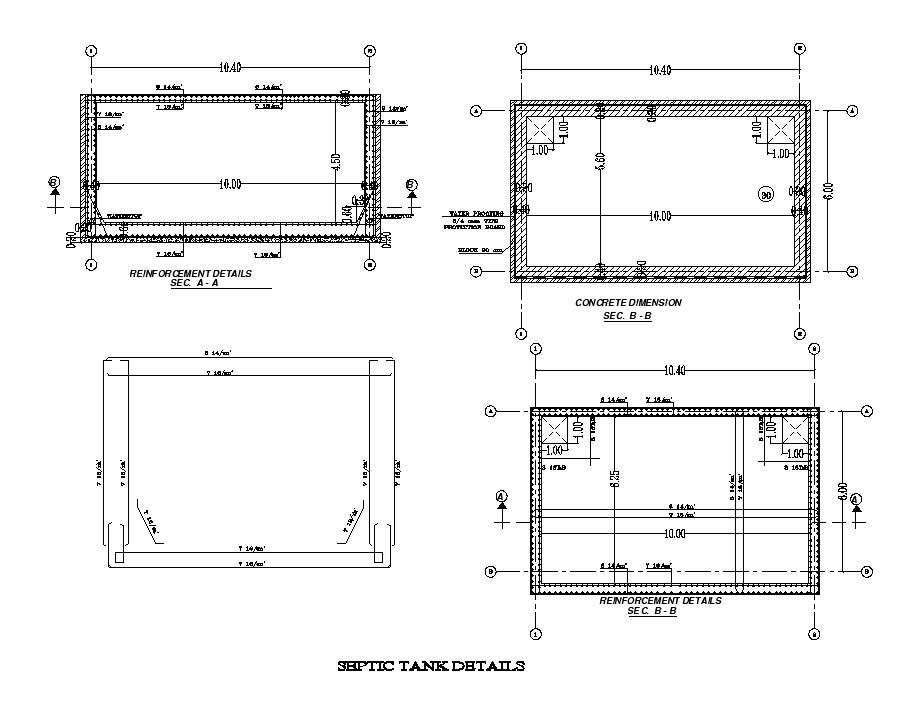 Septic Tank Structural Detail CAD Drawing in AutoCAD DWG Format - Cadbull