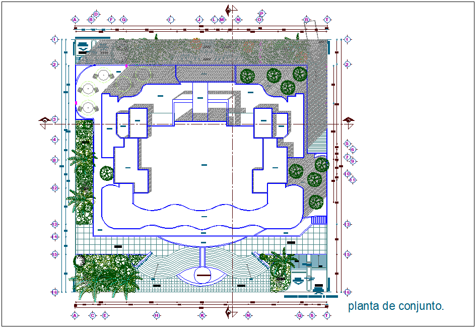 Set plan of exclusive shopping center and office dwg file - Cadbull