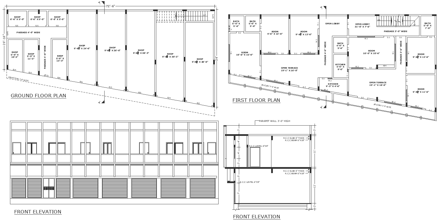 Seventy two feet by thirty one feet plot size and house plan on it with ...