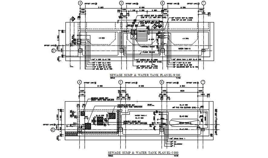 Sewage Sump And Water Tank Plant AutoCAD Drawing DWG File Cadbull