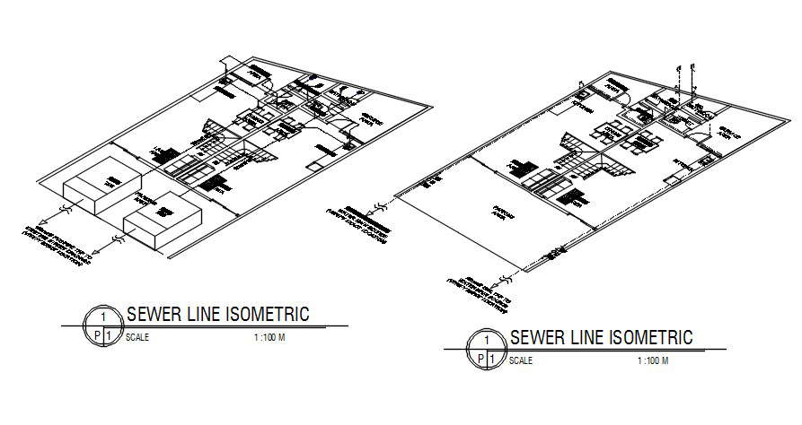 Sewer Line And Water Line Isometric View Of The House Plan Details Are Given In This 2d Autocad