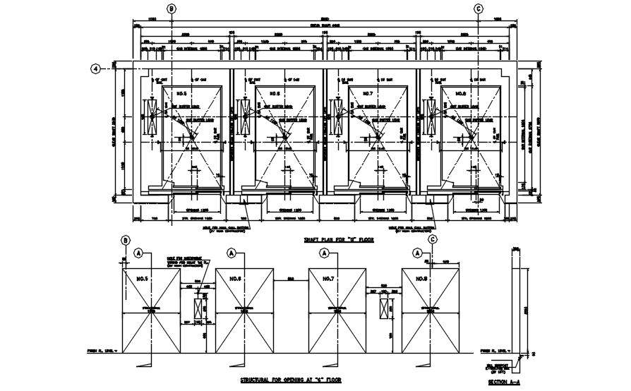 shaft-plan-and-structural-for-opening-section-details-are-provided-in-this-2d-cad-dwg-drawing