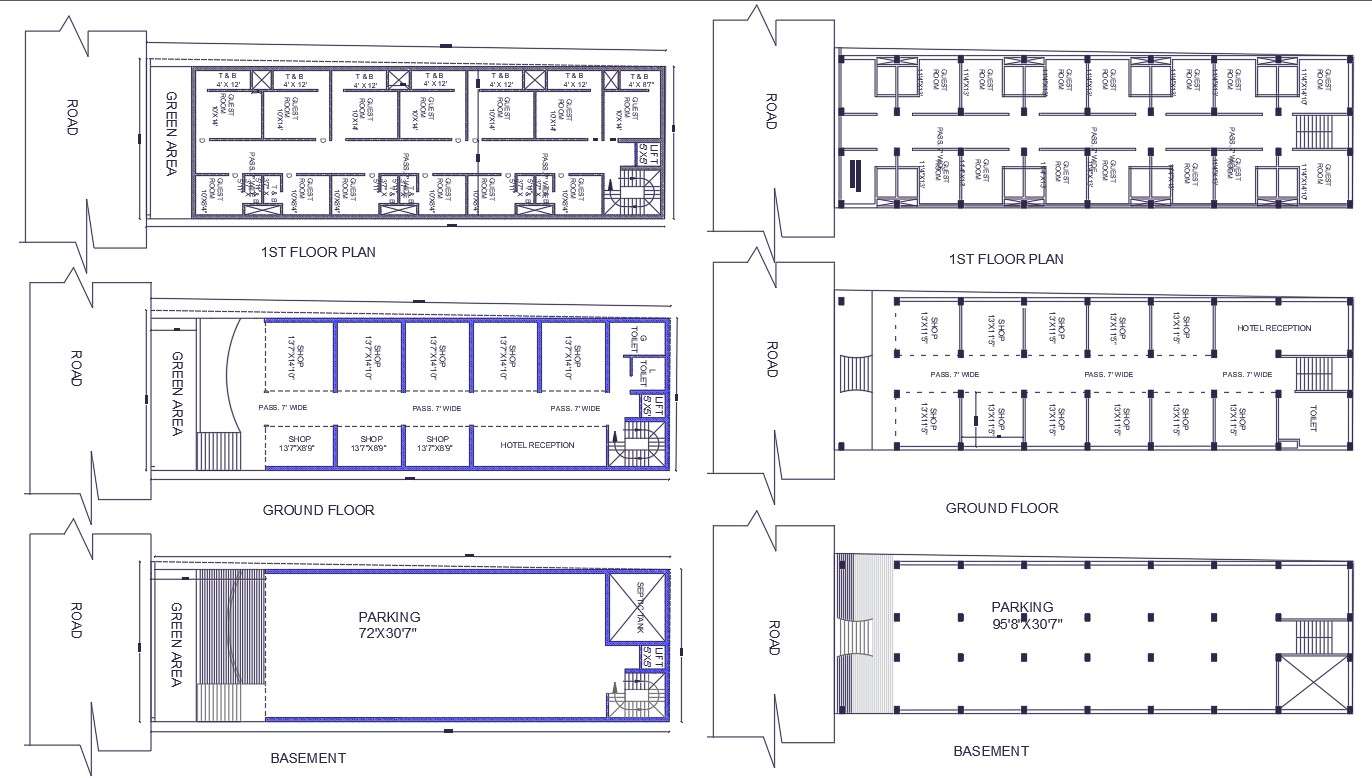 Shop With Hotel Floor Plan Design DWG File - Cadbull