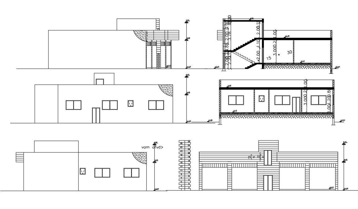 Shop With House Building Sectional Elevation Design - Cadbull