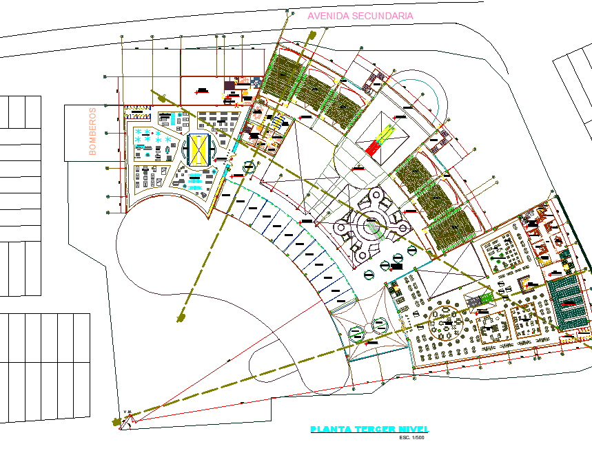 Shopping center plan layout file - Cadbull