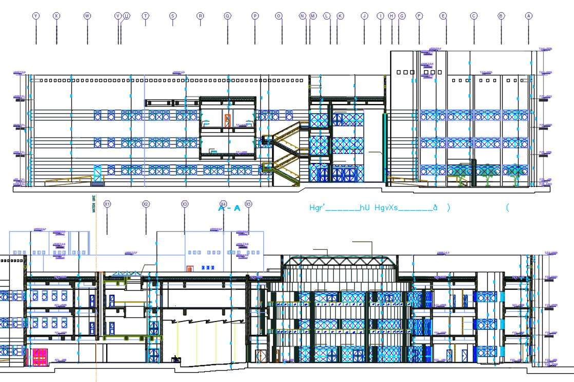 Modern Building Shopping Mall Sectional Elevation Drawing Dwg File ...