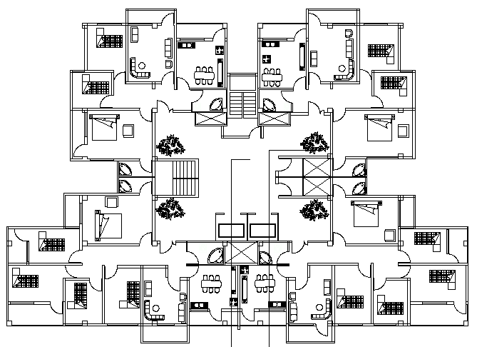 Side Elevation of Multi Family Housing Project dwg file. - Cadbull