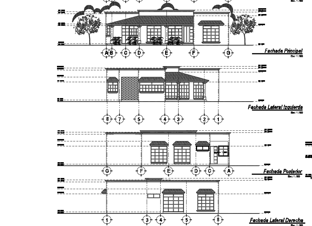 Side house elevation details Cadbull