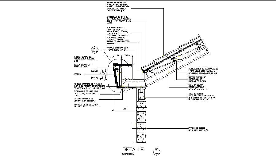 Side wall construction cad drawing details dwg file - Cadbull